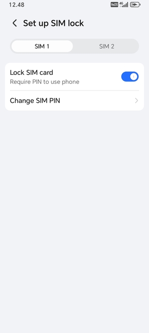 Select SIM 1 or SIM 2 and select Change SIM PIN