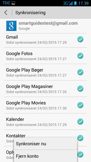 Vælg Synkroniser nu
