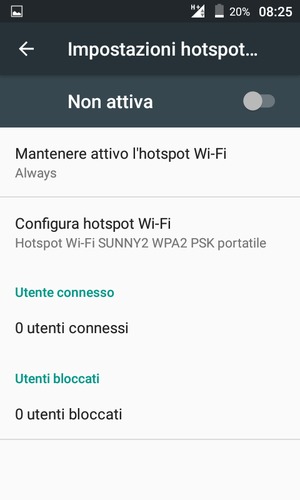 Seleziona Configura hotspot Wi-Fi