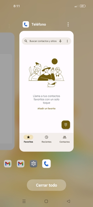 Seleccione Cerrar todo para cerrar todas las aplicaciones en ejecución