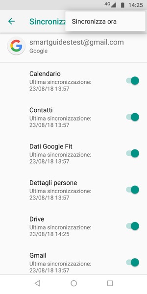 Seleziona Sincronizza ora