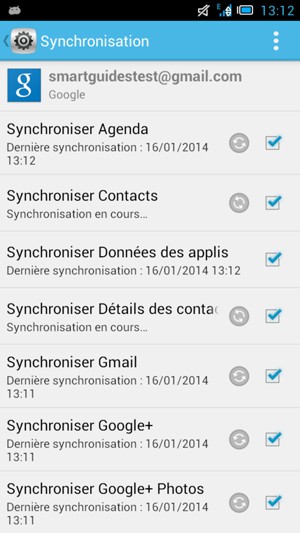 Cocher toutes les cases et sélectionner le bouton du Menu