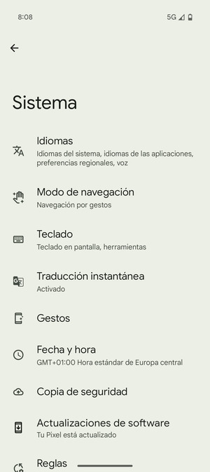 Seleccione Copia de seguridad