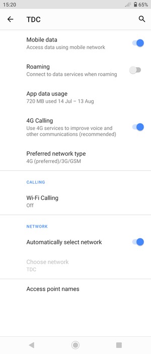 Scroll to and select Access point names