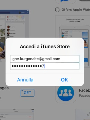 Inserisci Nome utente ID Apple e Password ID Apple. Seleziona OK