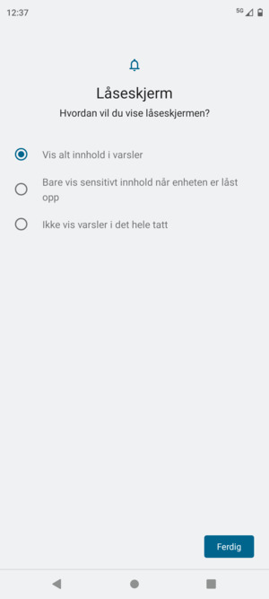 Velg ønsket alternativ og velg Ferdig