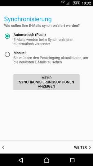 Wählen Sie die gewünschte Option und wählen Sie WEITER