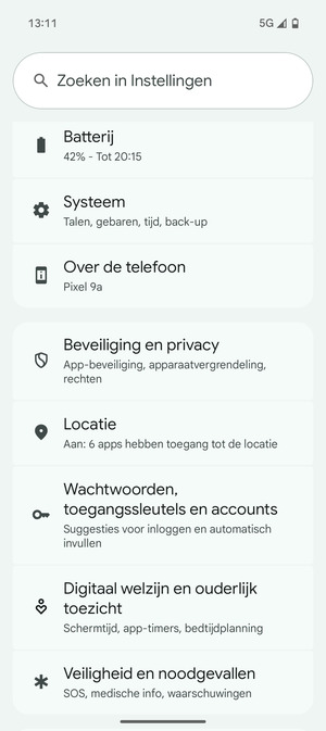 Scroll naar en selecteer Locatie