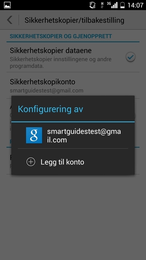 Velg sikkerhetskopi-kontoen din