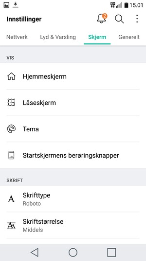 Velg Skjerm og Låseskjerm