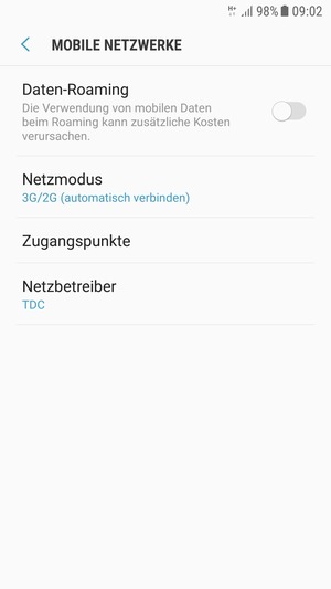 Wählen Sie Netzmodus
