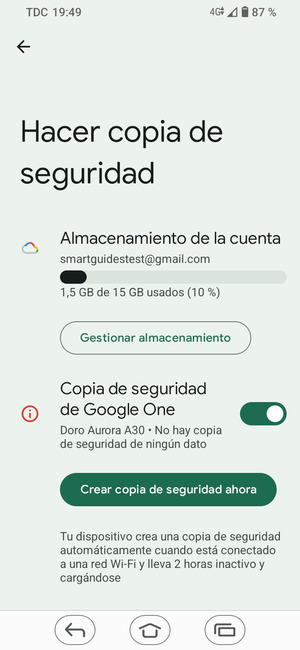 Seleccione Almacenamiento de la cuenta