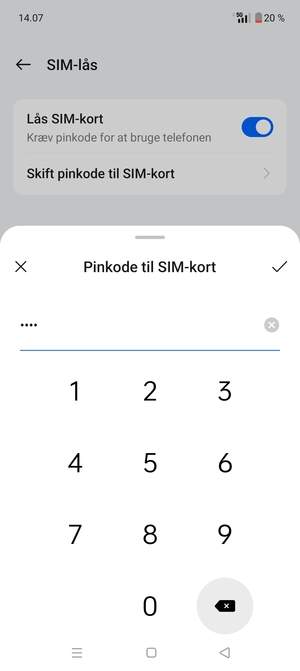 Bekræft din nye pinkode til SIM-kort og vælg OK