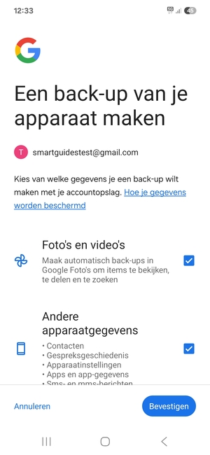 Selecteer uw voorkeursopties en selecteer Bevestigen