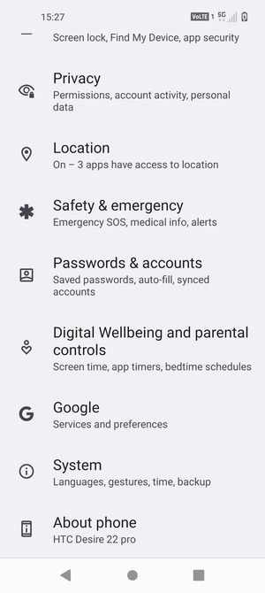 Scroll to and select System