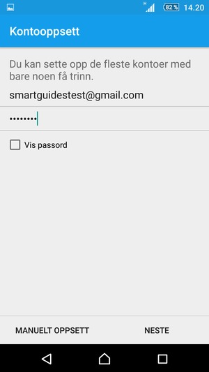 Skriv inn e-postadresse og passord. Velg NESTE