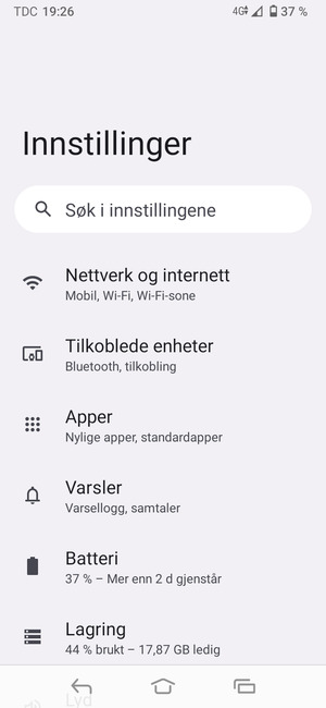 Velg Nettverk og internett