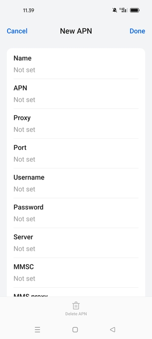 Enter Internet information