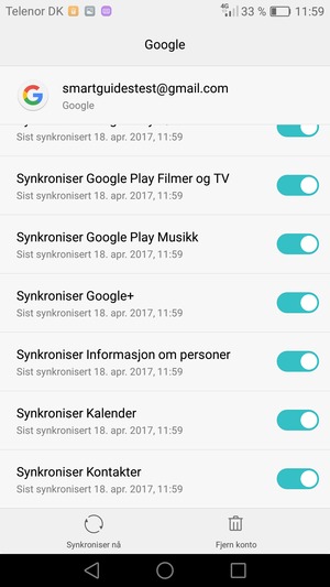 Forsikre deg om at Synkroniser Kontakter er valgt