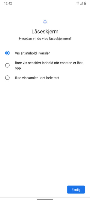 Velg ønsket alternativ og velg Ferdig