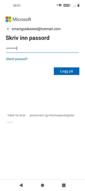 Skriv inn passord og velg Logg på