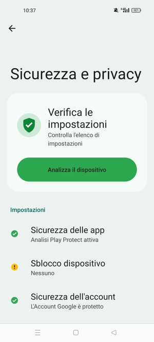 Per attivare il blocco dello schermo, vai al menu Sicurezza e privacy e seleziona Sblocco dispositivo