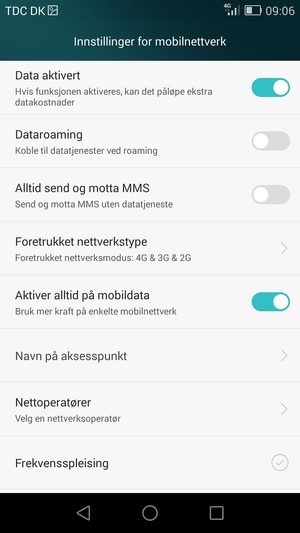 For å bytte nettverk hvis det oppstår nettverksproblemer, velg Nettoperatører