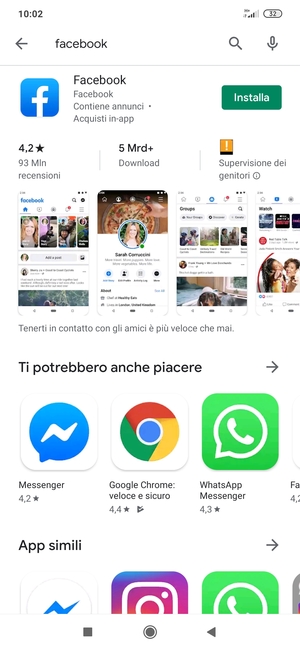 Seleziona l'applicazione