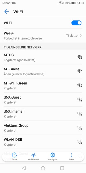Vælg det trådløse netværk, du ønsker at oprette forbindelse til