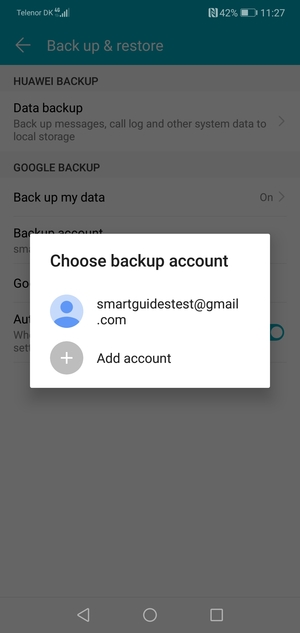 Select your backup account
