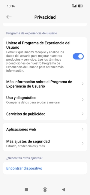 Desplácese y seleccione Más ajustes de seguridad