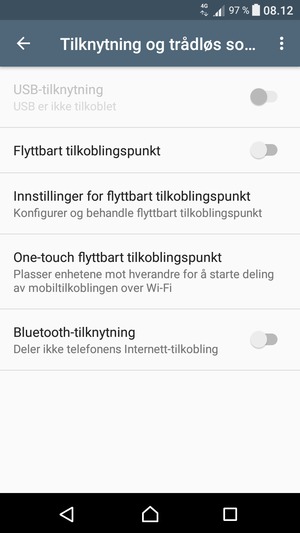 Velg Innstillinger for flyttbart tilkoblingspunkt