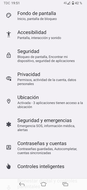 Desplácese y seleccione Ubicación