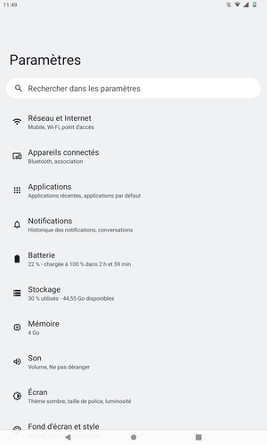 Sélectionnez Réseau et Internet