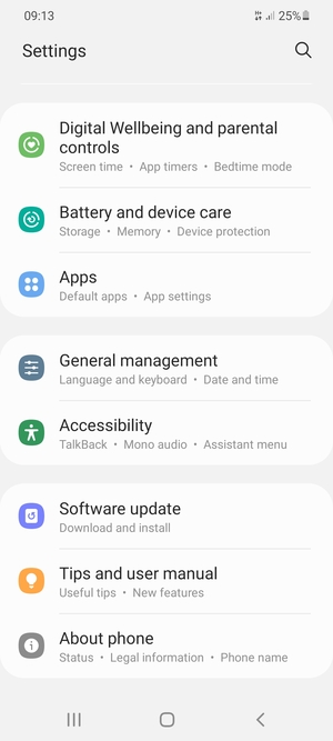 Scroll to and select Software update