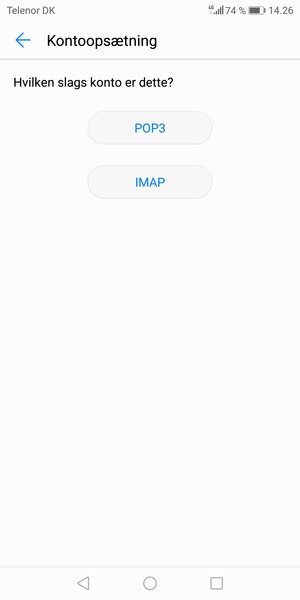 Vælg POP3 eller IMAP