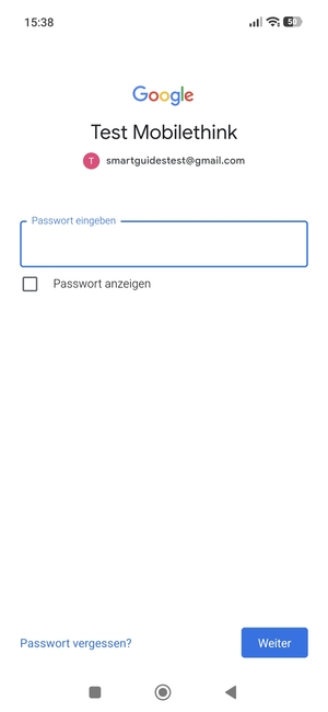 Geben Sie Ihre Gmail Passwort ein und wählen Sie Weiter