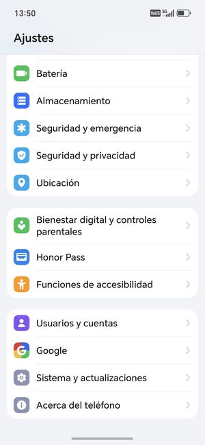 Desplácese y seleccione Sistema y actualizaciones