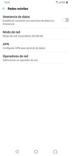 Seleccione Modo de red