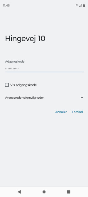 Indtast Wi-Fi adgangskoden og vælg Forbind