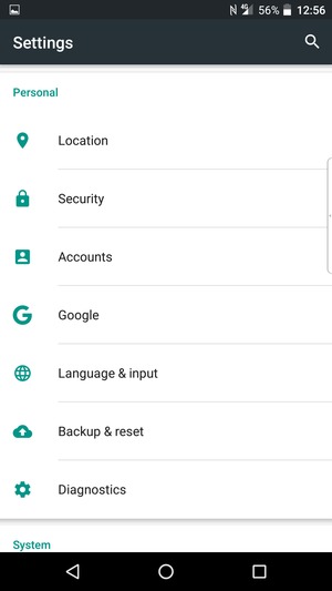 Scroll to and select Security