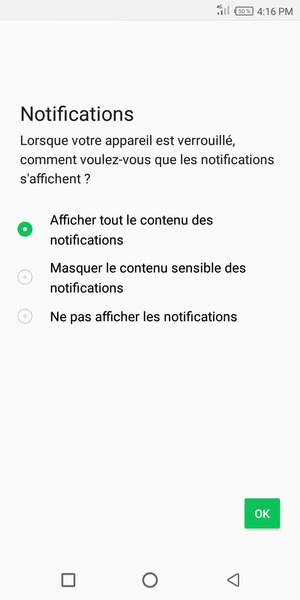 Sélectionnez votre option préférée et sélectionnez OK