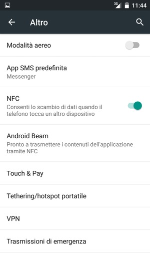 Seleziona Tethering/hotspot portatile