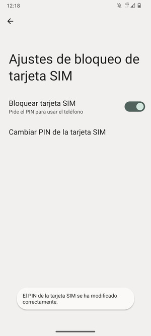 Su PIN de la  tarjeta SIM ha sido cambiado