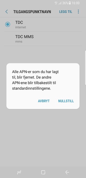 Velg NULLSTILL