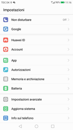 Scorri e seleziona Impostazioni avanzate