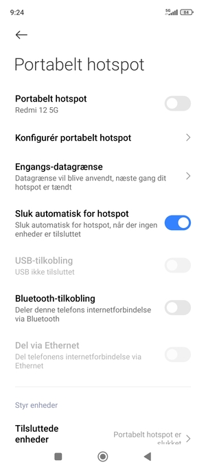 Vælg Konfigurér portabelt hotspot