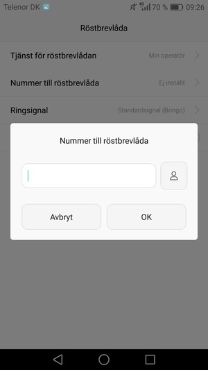 Ange Nummer till röstbrevlåda och välj OK