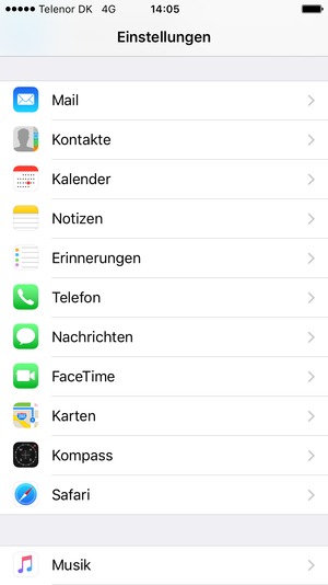 Scrollen Sie und wählen Sie Mail