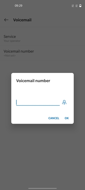 Enter the Voicemail number and select OK